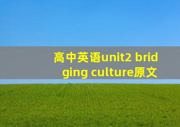 高中英语unit2 bridging culture原文